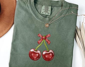 Komfort Farbe Fröhliches Sommer Shirt, Super Fun Kirschfrucht, Frische Kirschen
