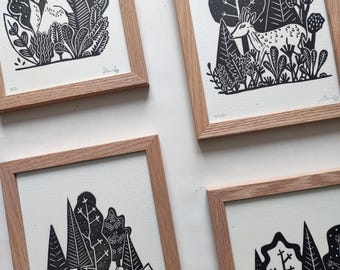 Bestiaire - Linogravures imprimées à la main