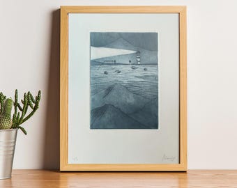 Le phare - gravure à l'eau forte et aquatinte
