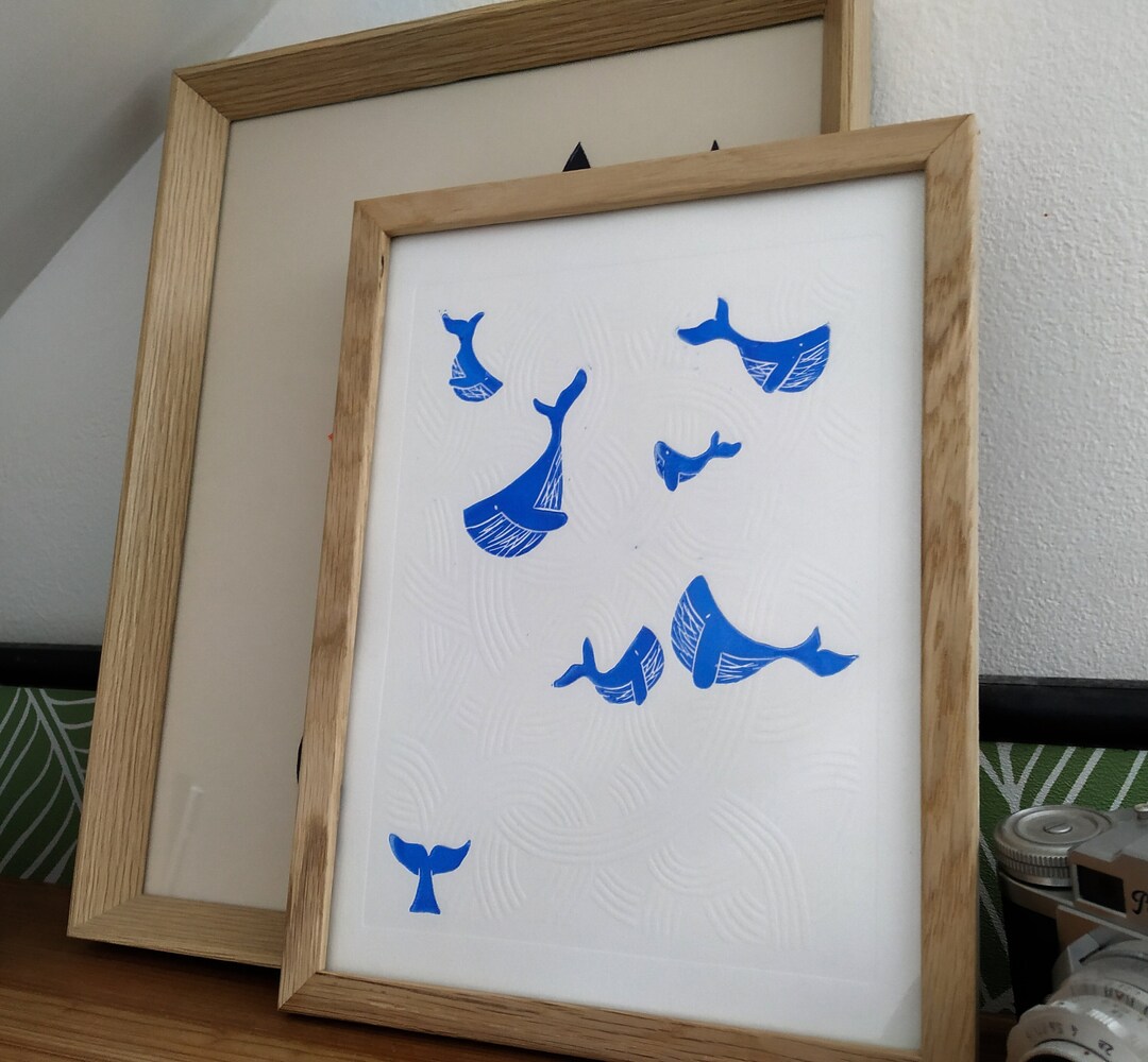 La Danse Des Baleines Linogravure Gaufrée Et Imprimée à La Main - Etsy