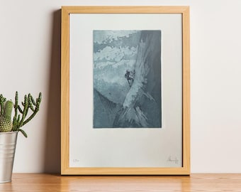 L'alpiniste - gravure à l'eau forte et aquatinte