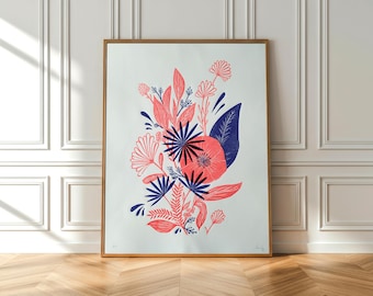 Big flower - linogravure imprimée à la main