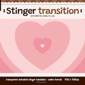 Twitch Pink Animated Heart Stinger Scene Transition | Streamer Kawaii Cute Overlay Valentine Soft Aesthetic Cottagecoree Video Youtube Love