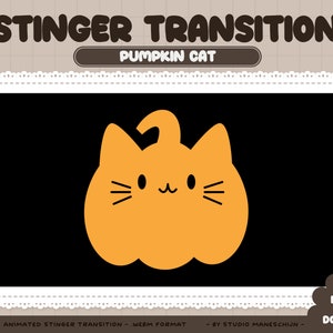Animated Halloween Yellow Cat Pumpkin Stinger Transition for Twitch | Animated Overlay, Cute Video Transition, Animated Stream Setup, Kawaii