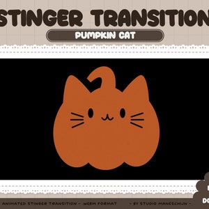 Animated Halloween Cat Pumpkin Stinger Transition for Twitch | Animated Overlay, Cute Video Transition, Animated Stream Setup, Kawaii