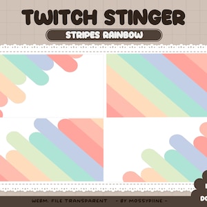 Animated Stinger Pastel Rainbow Stripes for Twitch | Pastel Custom Animated Overlay, Cute Video Transition, Animated Stream Setup, Kawaii