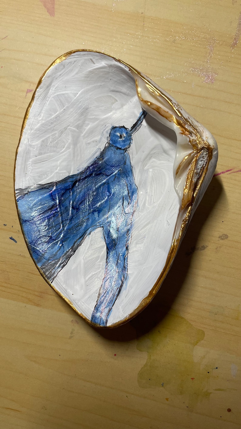 Shell Art, Recycle Nature Art, Hand Drawn Hummingbird on Sea Shell. - Etsy