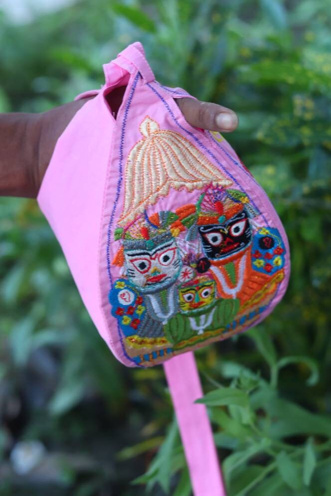 Beautiful handmade jagannath baladev suvadra chanting bag, pure cotton, japa bag, prayer bag, Hare krishna.