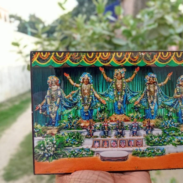 Beautiful Iskcon mayapur Pancha tattva picture, size 5×7" inches, laminated super quality Lord Chaitanya picture, holy things