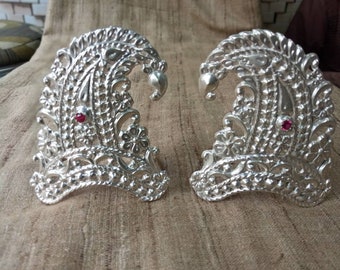 Beautiful hand made Pure silver crown pair for goura nitai, radha krishna, crown size- 3x3 inches, weight- 40 gm,