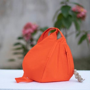 Schöne orange handgemachte Japa Tasche aus Baumwolle, Gebetstasche, Chanting Tasche, nur Tasche für heilige Dinge