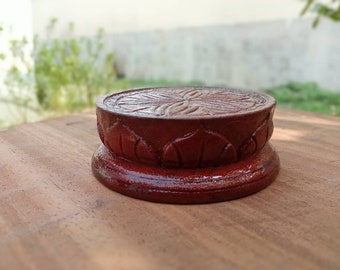 Lotus stand hand made wooden lotus stand for  giriraaj shaligram  size 3 inches