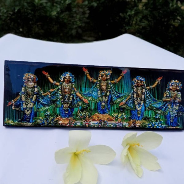 Beautiful Iskcon mayapur Pancha tattva picture, size 4×12" inches, laminated super quality Lord Chaitanya picture, holy things