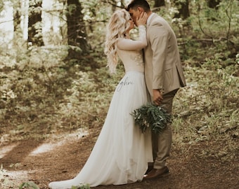 Chiffon wedding skirt ,Simple wedding dress, Boho chiffon skirt, Boho wedding dress, civil wedding dress , bridal separates skirt, CARDI