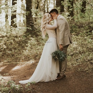Chiffon wedding skirt ,Simple wedding dress, Boho chiffon skirt, Boho wedding dress, civil wedding dress , bridal separates skirt, CARDI