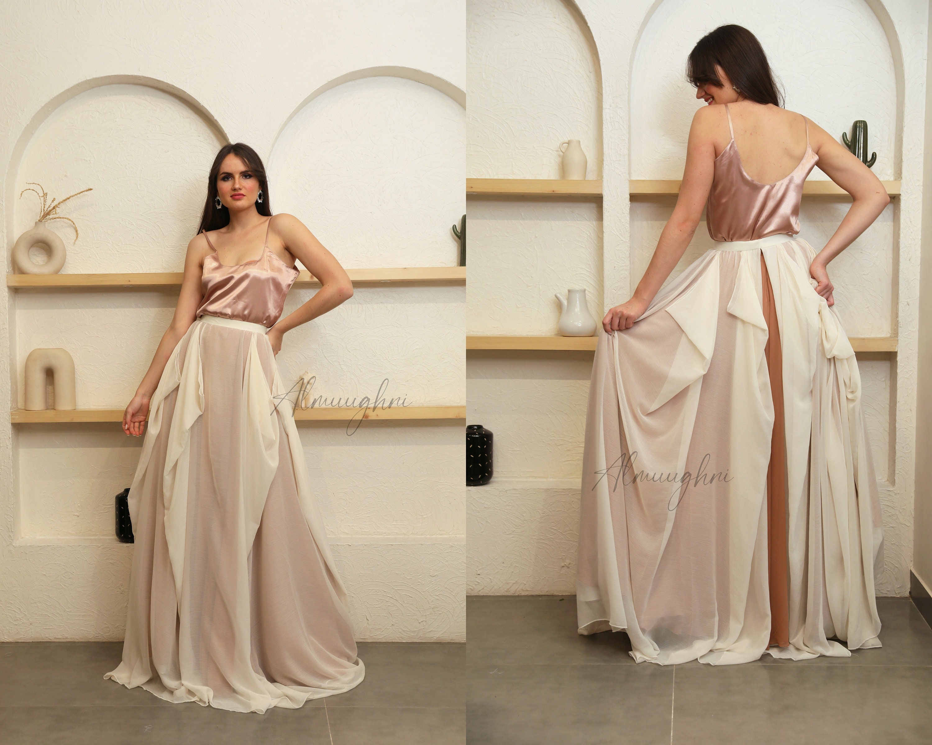 Designer top draped gowns