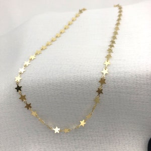 18ct Yellow Gold on 925 Sterling Silver Celestial Flat Star Necklace