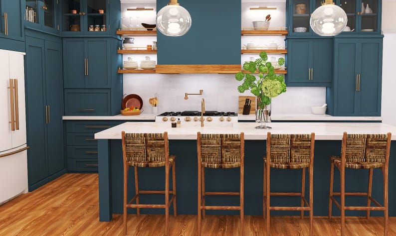 3D Kitchen Rendering Design. Includes Small Kitchen Nook--made to Order ...