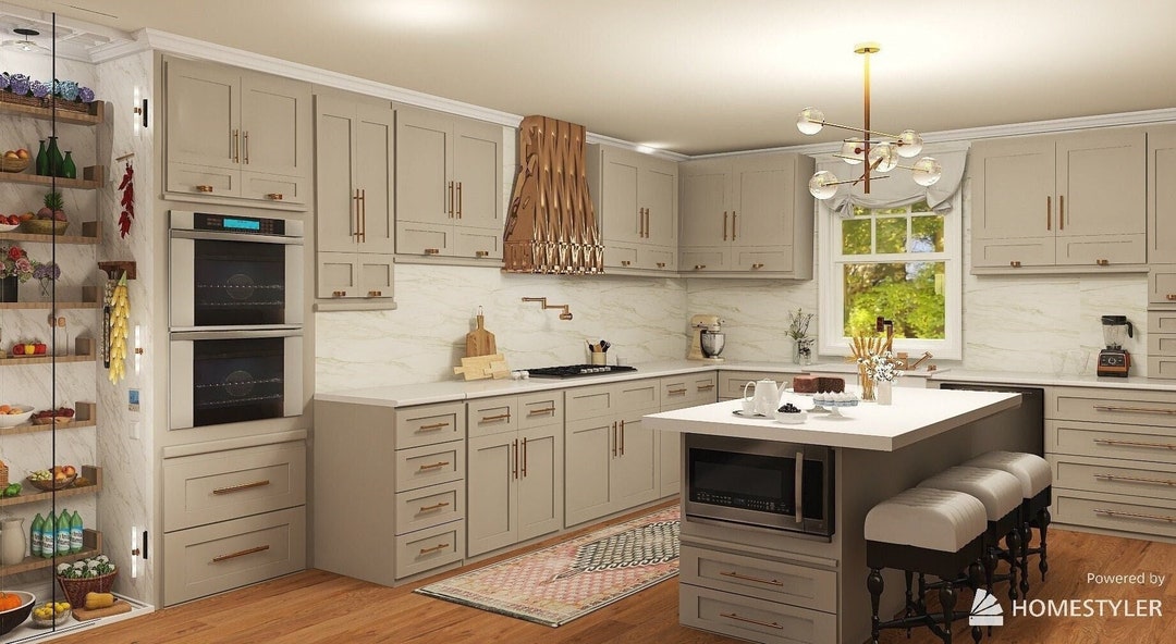 3D Kitchen Rendering Design. Includes Small Kitchen Nook--made to Order ...