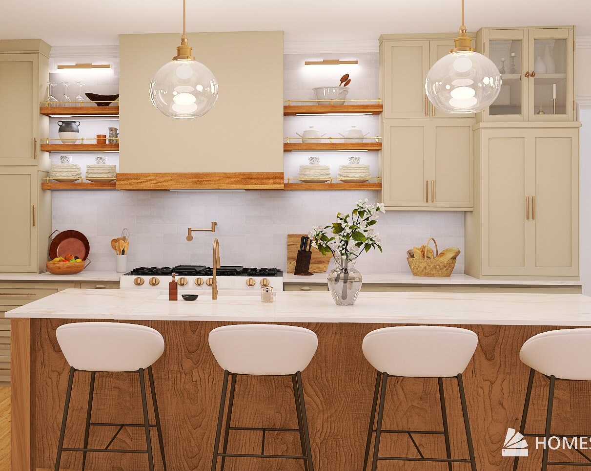 3D Kitchen Rendering Design. Includes Small Kitchen Nookmade to Order ...