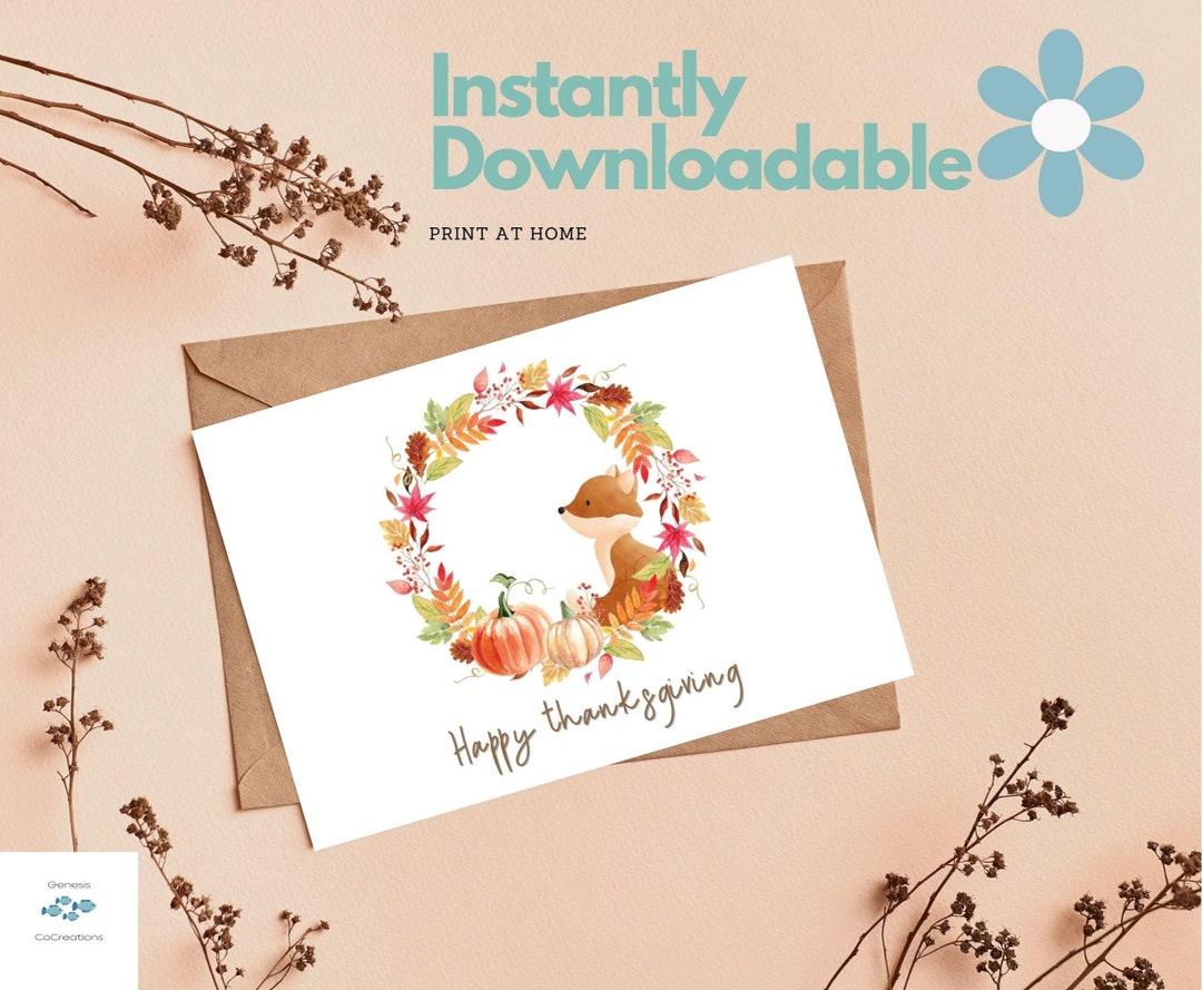 Cute Printable Thanksgiving Card, Kawaii Thanksgiving Cards ...