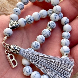 Rosario con aspecto de mármol, piedra natural, personalizado, Tesbih, regalo, Islam, Bismillah