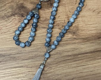 Gebetskette in Marmor Grau, Tesbih, Personalisierte Gebetskette, Islam, Geschenk