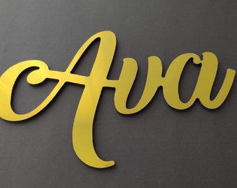 Custom Gold Name Sign, Mirror Acrylic Sign, Nursery Name Sign, Baby Name Sign