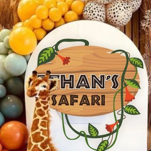 Segno di compleanno di Safari, segno di compleanno Wild One personalizzato, tema Safari, sfondo della festa di compleanno di Safari