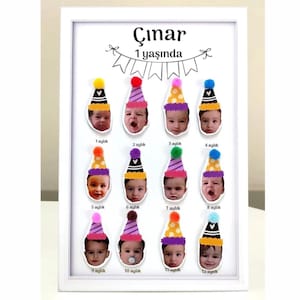 Baby Month Frame, Baby First Year Milestone Board, 1 st Birthday Photo Collage Sign, First Birthday Gift