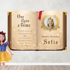 Fairy Tale Backdrop Banner, Once Upon a Time Story Book, Princess Backdrop Birthday Banner, Giant Book Backdrop,