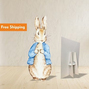 Découpes en carton de lapin, lapin debout, accessoire de lapin enduit bleu, livraison gratuite