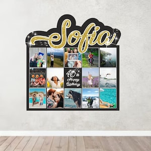Personalised Photo Birthday Banner, Birthday Party Banner, Large Birthday Backdrop Gold