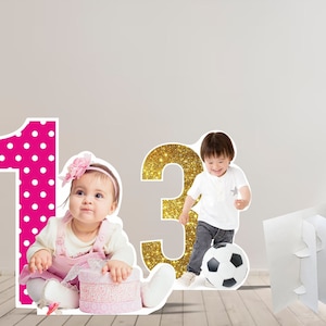 Découpes personnalisées de nombre d'images, premier décor de fête d'anniversaire, découpe de carton de nombre, décor de fête d'anniversaire
