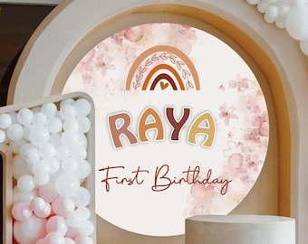 Boho Rainbow First Birthday, Personalized  Boho Rainbow  Birthday Backdrop Banner, Boho Birthday Decoration