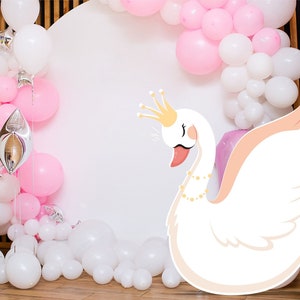 Cisne princesa bebé ducha gran decoración, mamá cisne recorte, cumpleaños cisne fiesta decoración,
