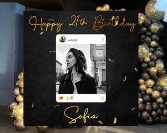 Instagram Geburtstag Kulisse personalisiert, 21. Geburtstag Kulisse, 50. Geburtstag für Männer Silber oder Gold Kulisse, 25. Geburtstag Kulisse