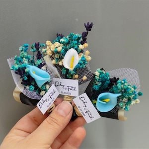 Bouquet di fiori per gli ospiti, magnete per bomboniere, mini bouquet di fiori, bomboniere rustiche