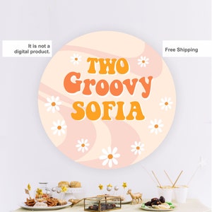 Custom Two groovy birthday party Backrop, Daisy Birthday Party Bacdrop, First Birthday Party Decor, Boho Birthday Background