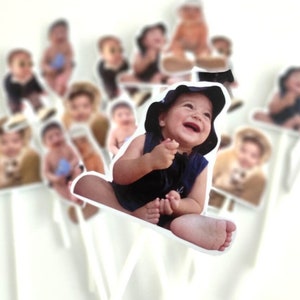 Custom Photo Cup Cake Toppers, Photo Face Cutout Faces Cupcake Toppers, Birthday Party Decorations, Baby Face Cupcake Topper