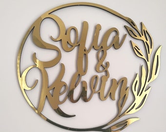 Custom Wedding Sign Gold, Engagement Party Sign, Acrylic Wedding Sign, Mr and Mrs Custom Wedding Sign