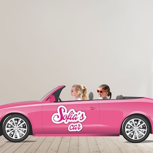 Decoración del coche de cumpleaños del telón de fondo de la muñeca, recortes del coche rosa, soportes de la fiesta del coche rosa, decoraciones de la fiesta del apoyo del telón de fondo
