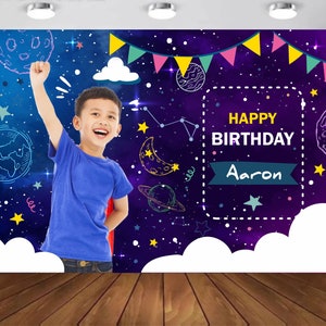 Personalized Outer Space Birthday Backdrop, Galaxy Birthday Party Decoration, Space Birthday Decorations, Astronaut Personalized Birthday