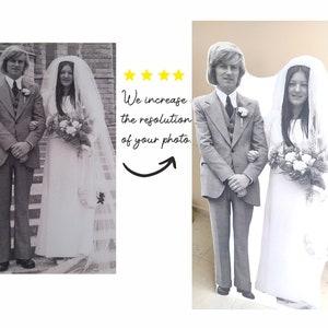 Recortes personalizados em tamanho real, recortes em tamanho real de aniversário, transforme fotos antigas em um quadro em tamanho real, festas de aniversário, recortes de casamento