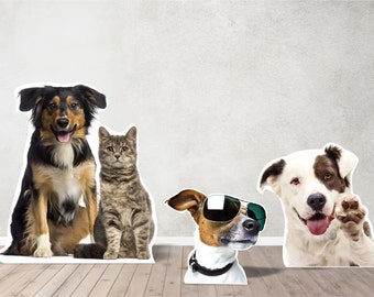 Recortes de mascotas de cuerpo completo personalizados, recortes de cartón de perro o gato, decoración para fiestas de cumpleaños de mascotas