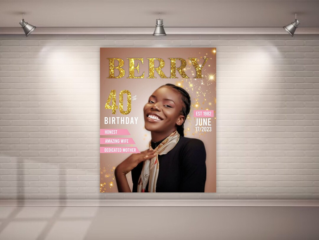 Customized Magazine Backdrop Custom Magazine Cover Backdrop, Women Birthday Backdrop Banner ...