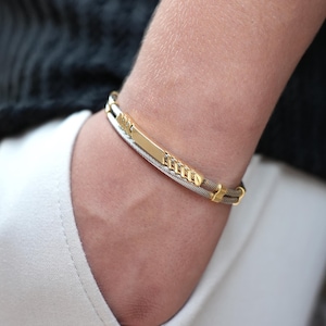 Gold Accented Stainless Steel Cable Bracelet for Men – Modern & Minimalist Gift for Him