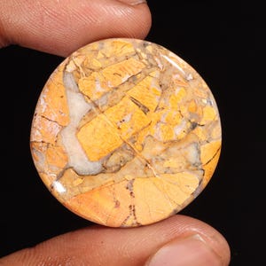 Natural Maligano Jasper Round Shape Cabochon Loose Gemstone For Making Jewelry 50.75 Ct 33X33X5 MM AA-6295