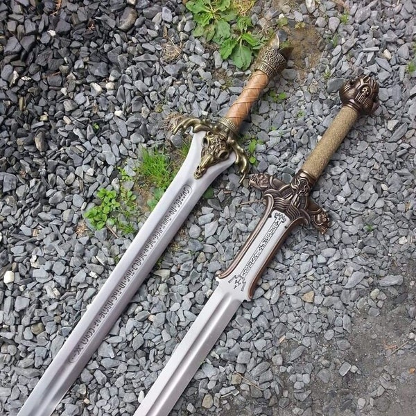 Conan Destroyer Father's Sword, Atlantean Sword King cosplay ,Conan The Barbarian Replica Pair sword with wall plaque