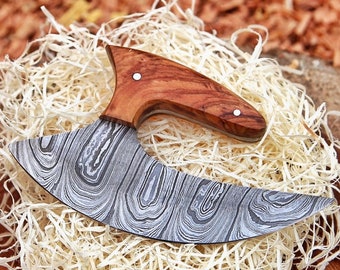 Damascus Pizza Cutter, Chef Kitchen , Ulu Knife Chef Knife Heavy Duty Damascus Gift for Her / him